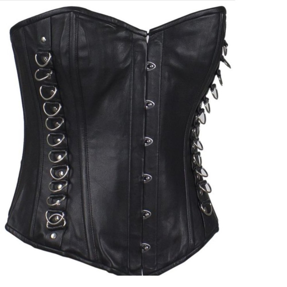 Black Leather Corset with Pin Front Closure